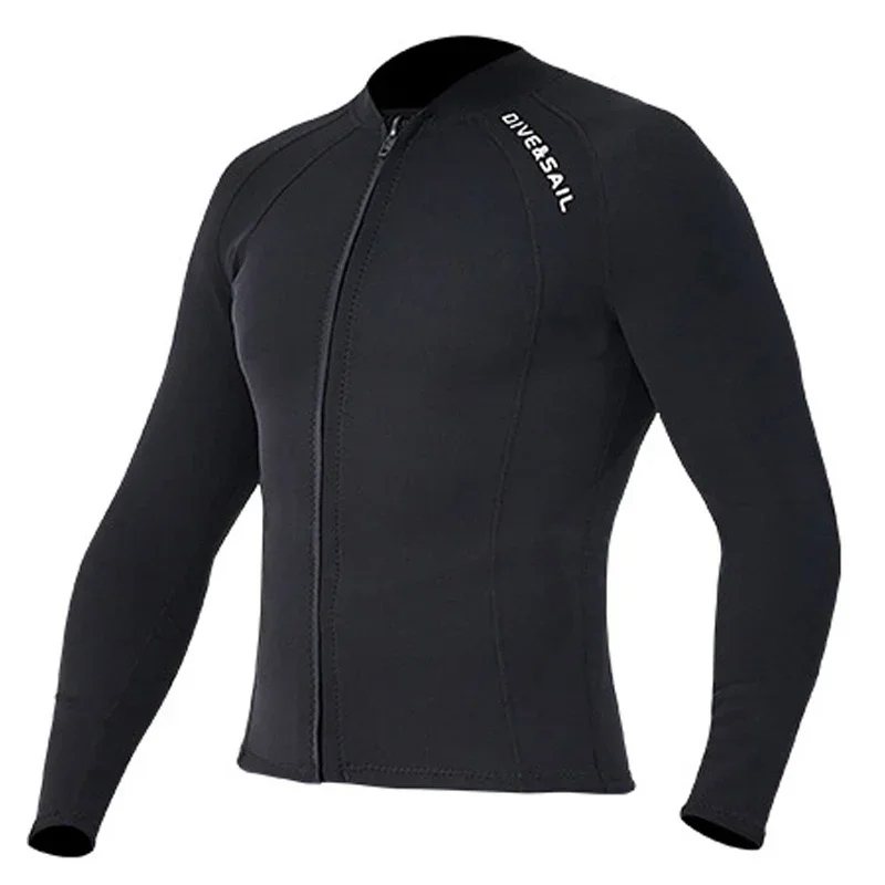 Wetsuit 3Mm Neoprene - 男性と女性のための長袖ウェットスーツジャケット、ネオプレントップス、黒とグレー、カヤックスキンダイビング、サーフィンスーツ、ダイビングギア、2mm